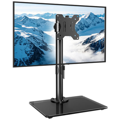 Mountory Single Monitor Stands Fits 13-32 inch Screen, Freestanding Monitor Mount for Desk, VESA 75x75 100x100, up to 17.6lbs
