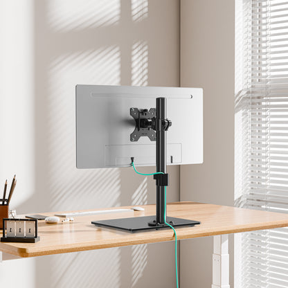Mountory Single Monitor Stands Fits 13-32 inch Screen, Freestanding Monitor Mount for Desk, VESA 75x75 100x100, up to 17.6lbs