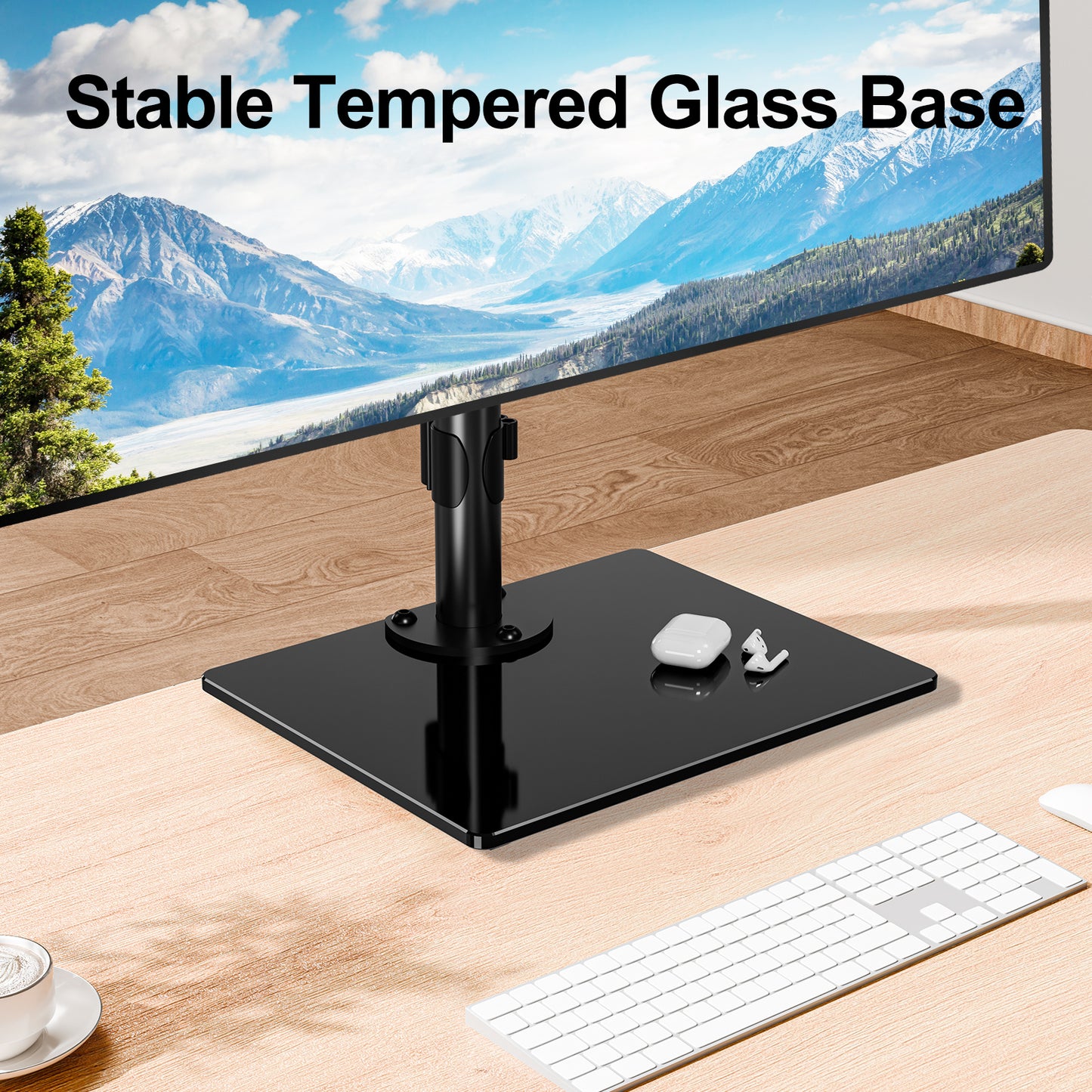 Mountory Single Monitor Stands Fits 13-32 inch Screen, Freestanding Monitor Mount for Desk, VESA 75x75 100x100, up to 17.6lbs