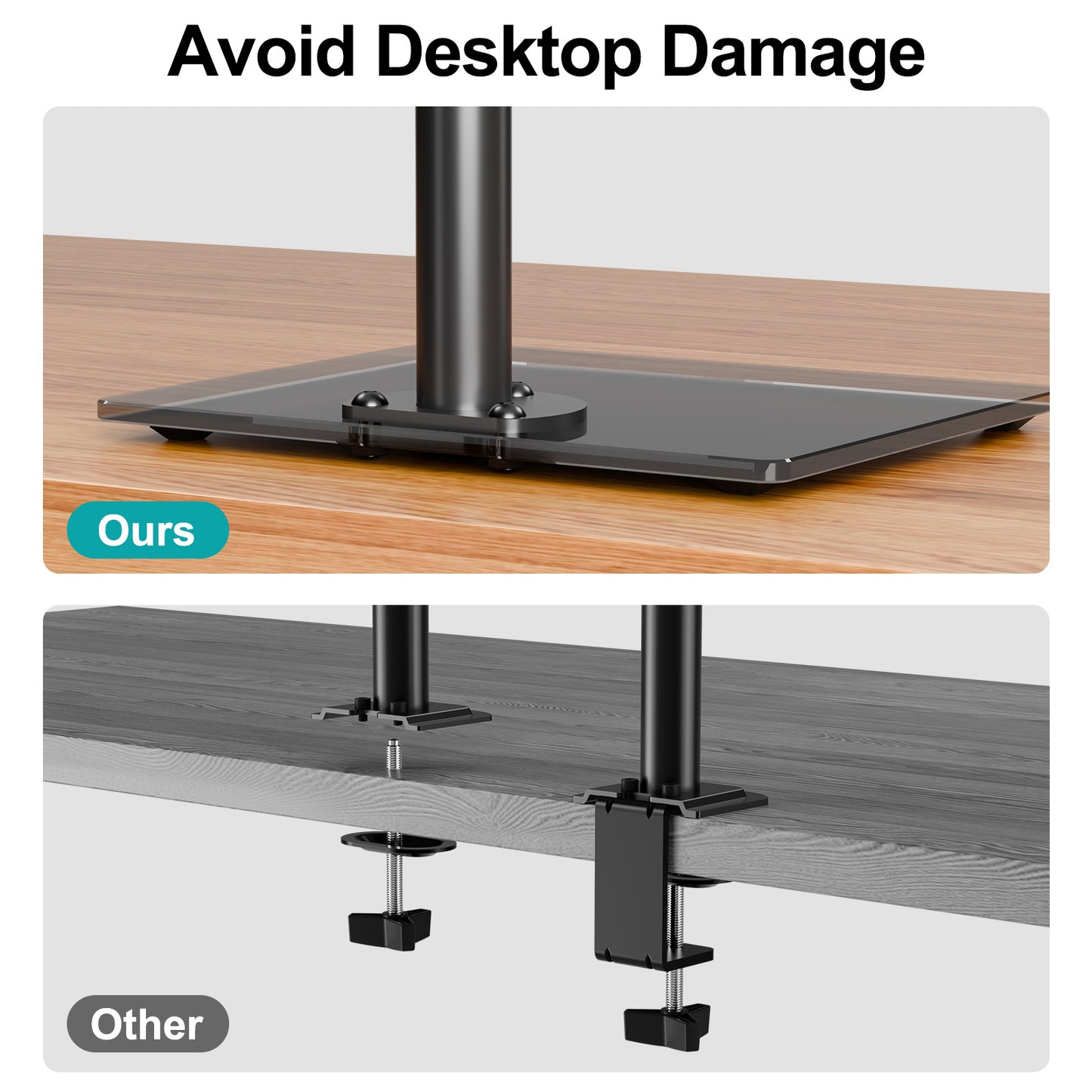 Mountory Single Monitor Stands Fits 13-32 inch Screen, Freestanding Monitor Mount for Desk, VESA 75x75 100x100, up to 17.6lbs