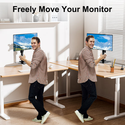 Mountory Single Monitor Stands Fits 13-32 inch Screen, Freestanding Monitor Mount for Desk, VESA 75x75 100x100, up to 17.6lbs