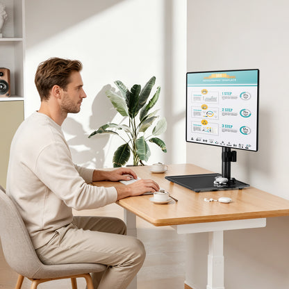 Mountory Single Monitor Stands Fits 13-32 inch Screen, Freestanding Monitor Mount for Desk, VESA 75x75 100x100, up to 17.6lbs