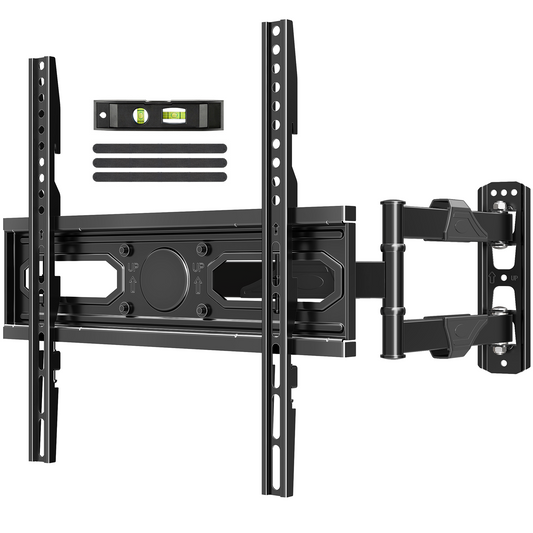 TV Wall Mount for Most 26-60 Inch TVs, Max VESA 400x400mm, 77 lbs Load Capacity, 7° Up & 10° Down Tilt ±90° Swivel Full Motion TV Bracket, Single Stud 3.5” Offset Corner TV Mount