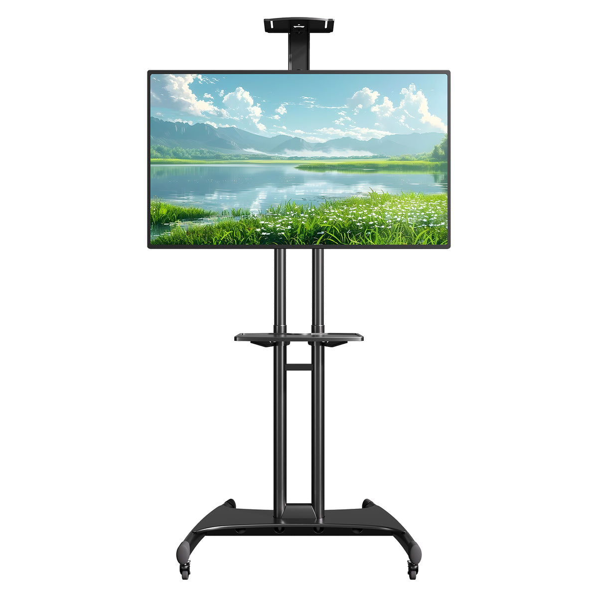 Mountory Mobile TV Stand, Rolling TV Cart for 40-85" TVs, Portable TV Floor Stand with Wheels, Adjustable Shelf, VESA 600x400mm,up to 100 lbs