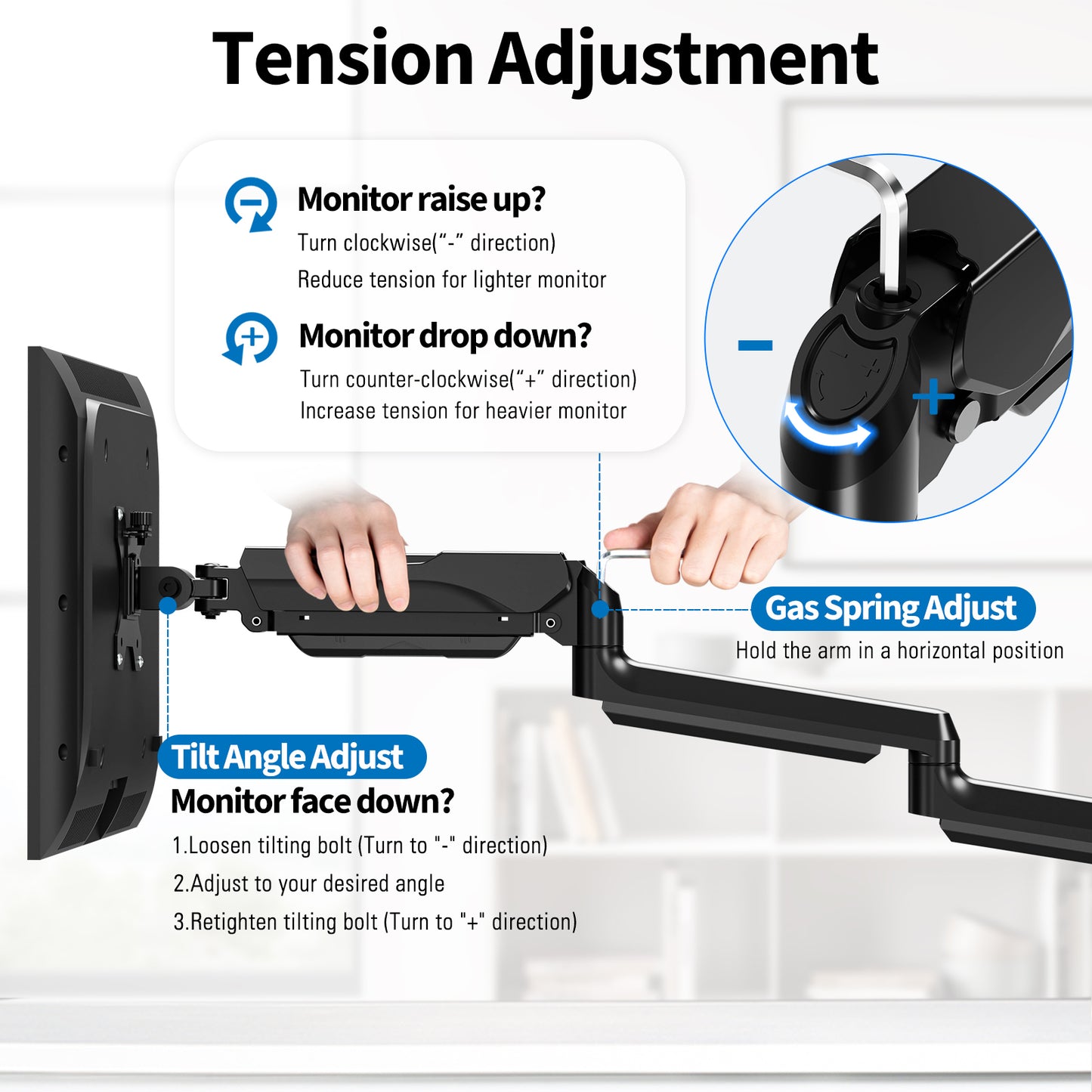 ErgoFocus Triple Monitor Desk Mount for Computer Screens up to 32", Holds up to 19.8 lbs Each, 3 Monitor Arm with Gas Spring, Heavy Duty Stand Vesa Mount 75x75, 100x100