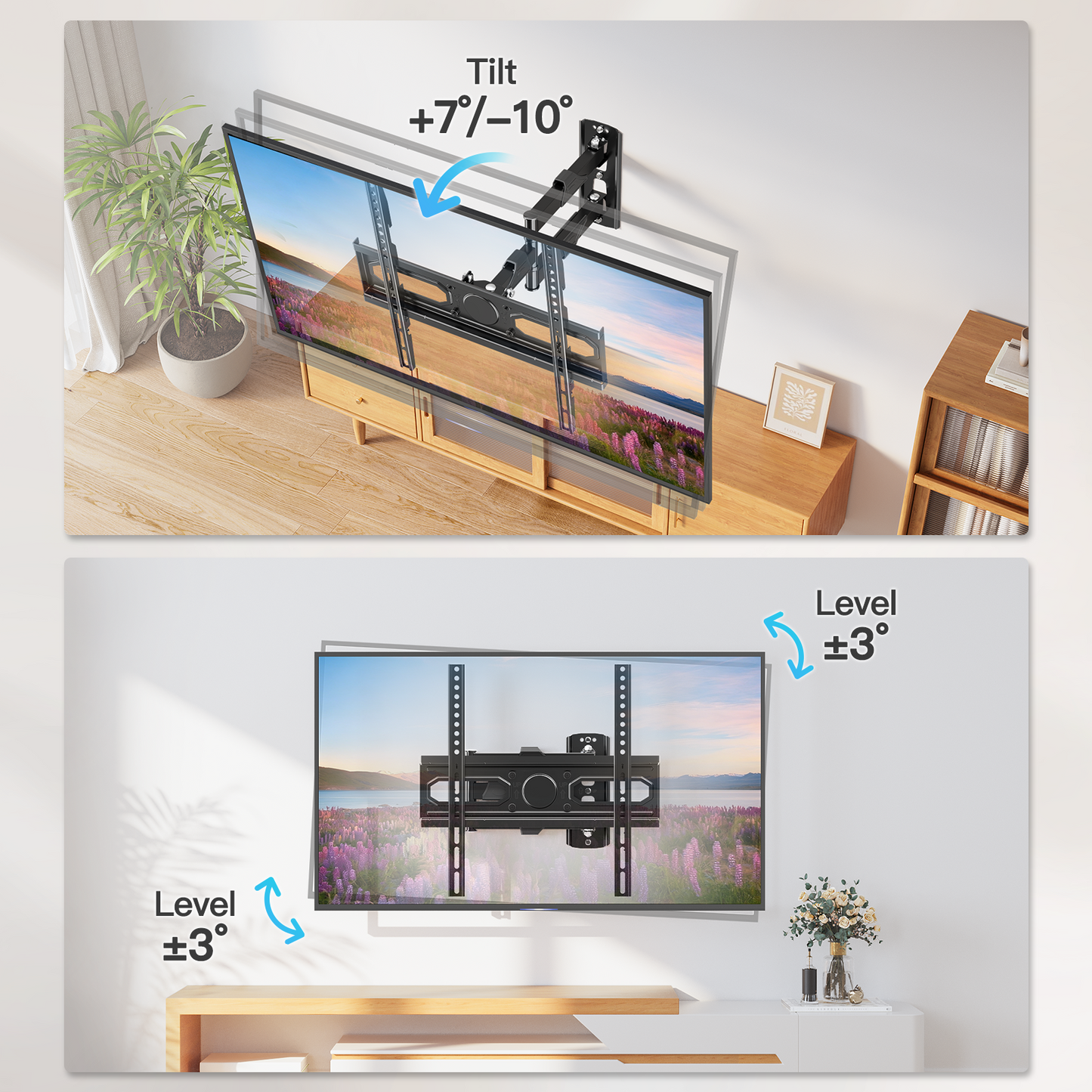 Mountory Full Motion TV Wall Mount for 26-60" TVs, Swivel and Tilt TV Mount with Single Stud, Max VESA 400x400, up to 77 lbs