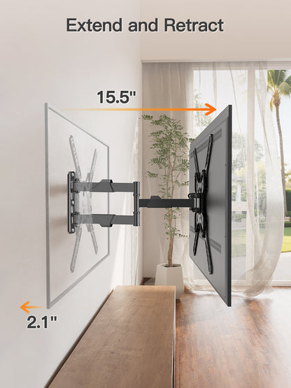 ELIVED TV Wall Mount for Most 26-60 Inch TVs, Swivel and Tilt Full Motion TV Mount with Single Stud Perfect Center Design, Wall Mount Bracket Max VESA 400x400mm, Corner Mount Holds up to 77 lbs.
