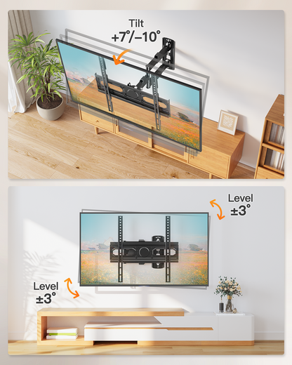 TV Wall Mount for Most 26-60 Inch TVs, Max VESA 400x400mm, 77 lbs Load Capacity, 7° Up & 10° Down Tilt ±90° Swivel Full Motion TV Bracket, Single Stud 3.5” Offset Corner TV Mount