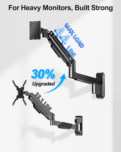 Mountory Monitor Wall Mount fits 22"-49" Ultrawide Flat & Curved Screens, Heavy Duty Single Monitor Wall Arm Holds 2.2 to 44 lbs, Full Motion Adjustable Wall Bracket, VESA Mount 75x75mm/100x100mm