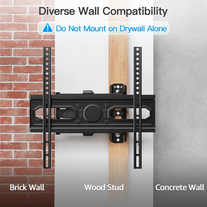 Mountory Full Motion TV Wall Mount for 26-60" TVs, Swivel and Tilt TV Mount with Single Stud, Max VESA 400x400, up to 77 lbs