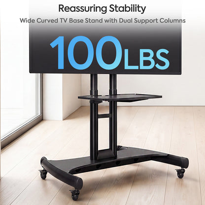 Mountory Mobile TV Stand, Rolling TV Cart for 40-85" TVs, Portable TV Floor Stand with Wheels, Adjustable Shelf, VESA 600x400mm,up to 100 lbs