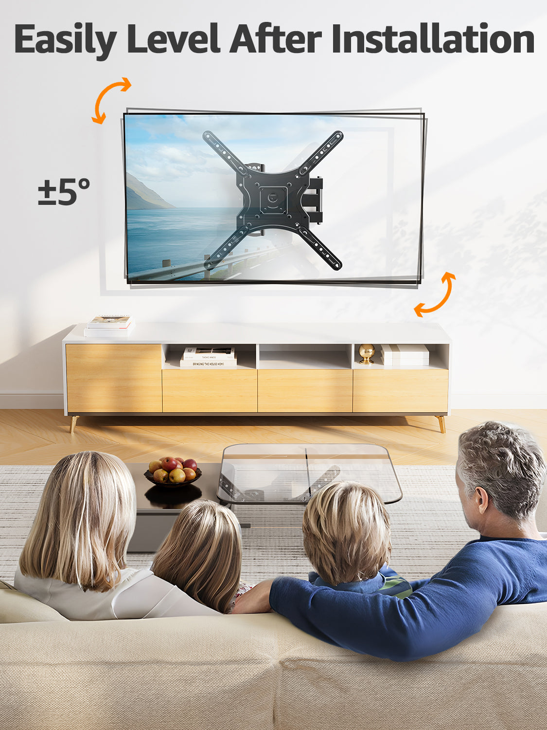 Full Motion TV Wall Mount for Most 26-60 Inch TVs, Articulating Arms Swivel and Tilt tv Mount, Wall Mount Brackets Max VESA 400x400, Single Stud Perfect Center Design, Holds Up to 77 lbs.