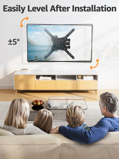 Full Motion TV Wall Mount for Most 26-60 Inch TVs, Articulating Arms Swivel and Tilt tv Mount, Wall Mount Brackets Max VESA 400x400, Single Stud Perfect Center Design, Holds Up to 77 lbs.
