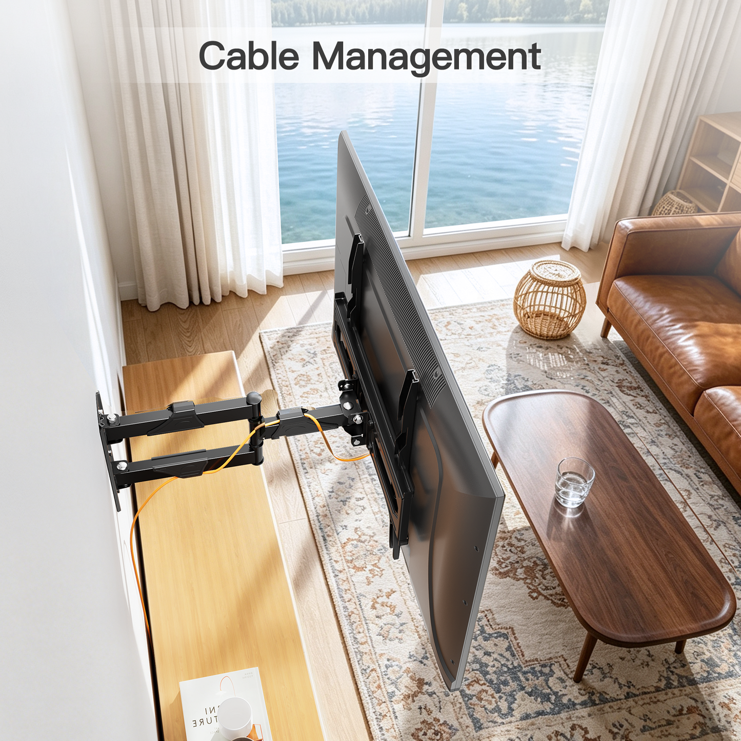 Mountory Full Motion TV Wall Mount for 26-60" TVs, Swivel and Tilt TV Mount with Single Stud, Max VESA 400x400, up to 77 lbs