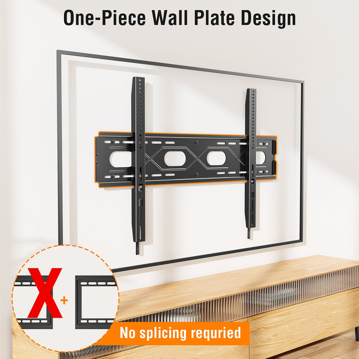 Mountory Heavy Duty Fixed TV Wall Mount for 50-120" TVs, 1.1" Ultra Slim Low Profile, Max VESA 950x600, up to 220 lbs,Fits 16"/18"/24"/32"/36" Studs