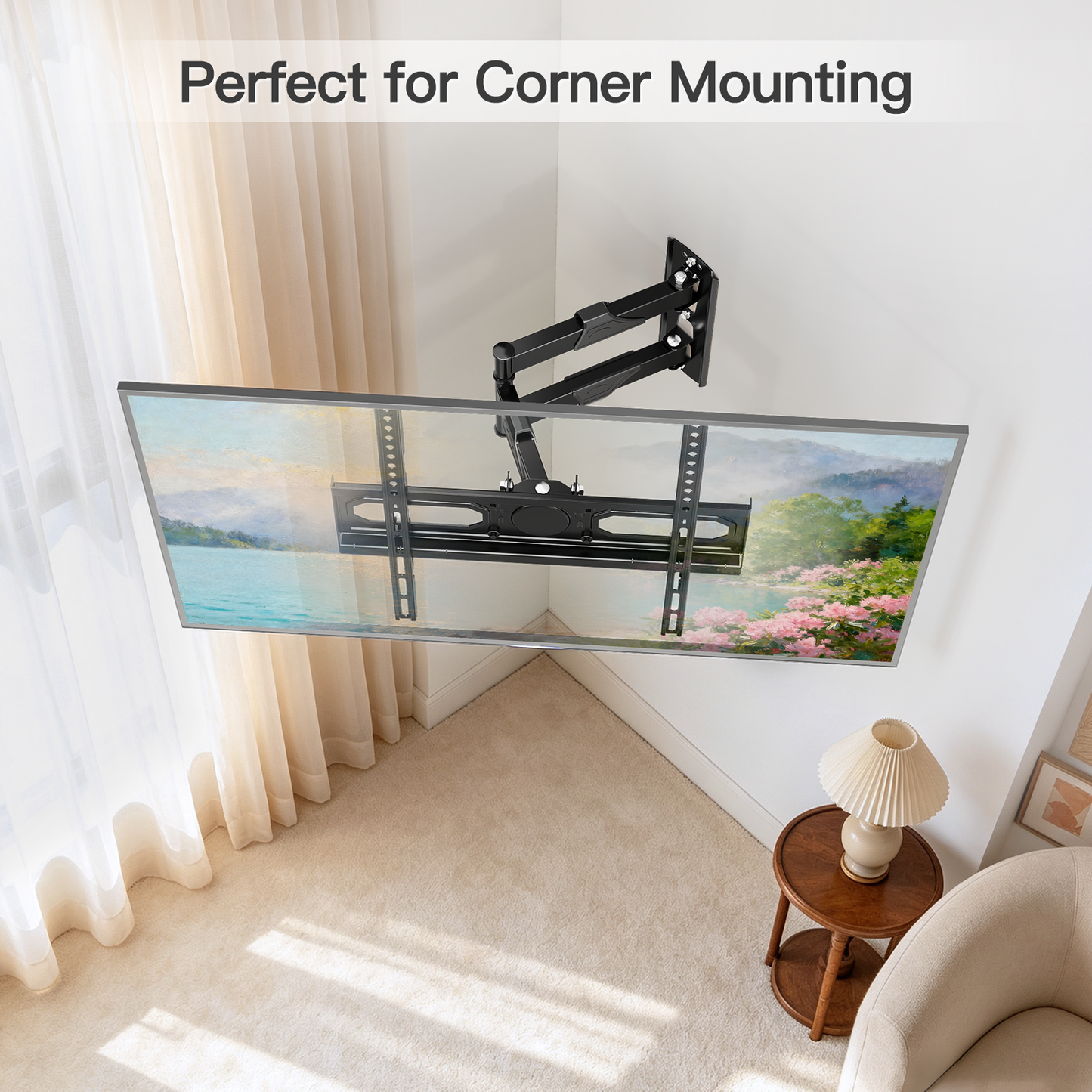 Mountory Full Motion TV Wall Mount for 26-60" TVs, Swivel and Tilt TV Mount with Single Stud, Max VESA 400x400, up to 77 lbs