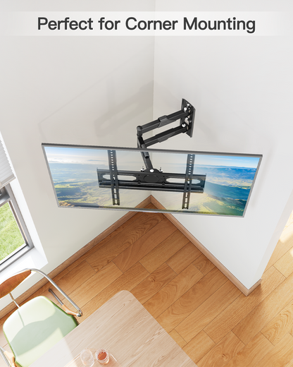 TV Wall Mount for Most 26-60 Inch TVs, Max VESA 400x400mm, 77 lbs Load Capacity, 7° Up & 10° Down Tilt ±90° Swivel Full Motion TV Bracket, Single Stud 3.5” Offset Corner TV Mount