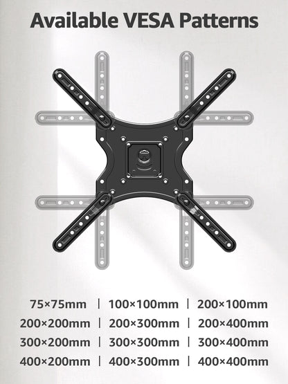 Full Motion TV Wall Mount for Most 26-60 Inch TVs, Articulating Arms Swivel and Tilt tv Mount, Wall Mount Brackets Max VESA 400x400, Single Stud Perfect Center Design, Holds Up to 77 lbs.