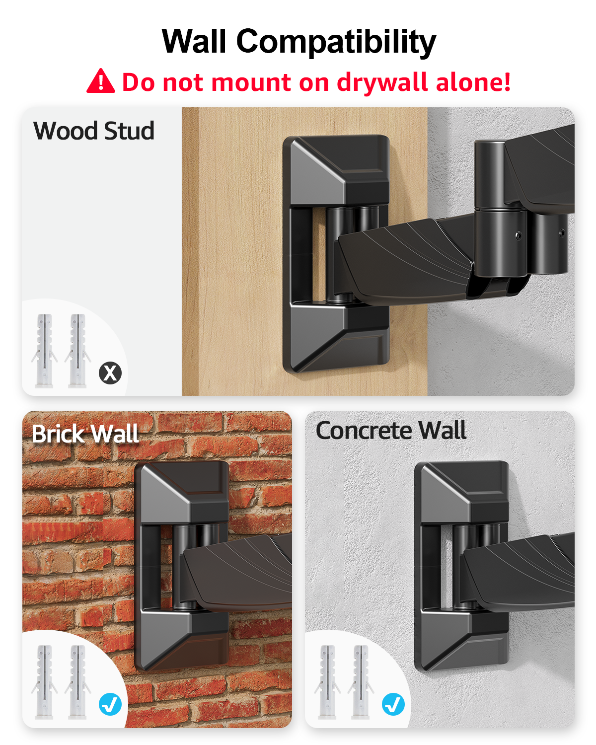 ErgoFocus Long Arm Dual Monitor Wall Mount, Gas Spring Wall Monitor Arm for 17-32" Screens, 27.1" Extra Long Monitor Mount, Holds up to 17.6 lbs Each, Full Motion VESA Mount, 75/100, Black