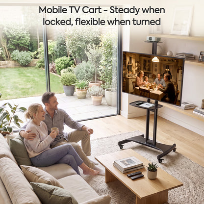 Mountory Mobile TV Stand, Rolling TV Cart for 40-85" TVs, Portable TV Floor Stand with Wheels, Adjustable Shelf, VESA 600x400mm,up to 100 lbs