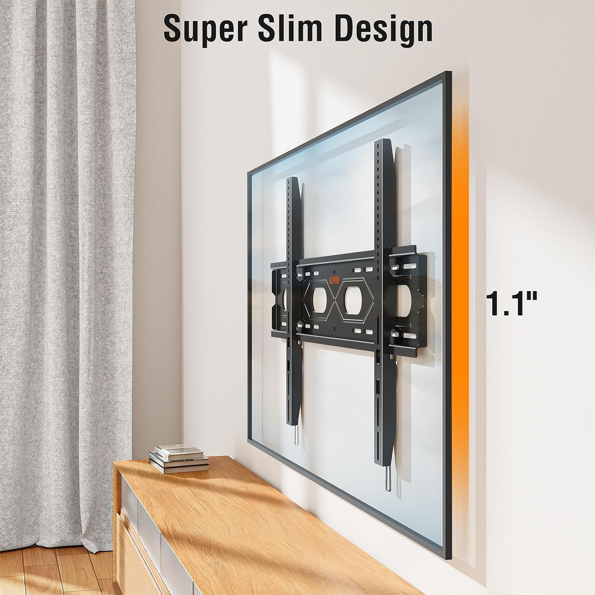 ELIVED Heavy Duty Fixed TV Mount for 50-120" TVs, VESA 950x600, 220 lbs. 1.1in low profile space-saving tv wall mount bracket, compatible with 16/24/32/36 inch wall studs for large flat screen TVs