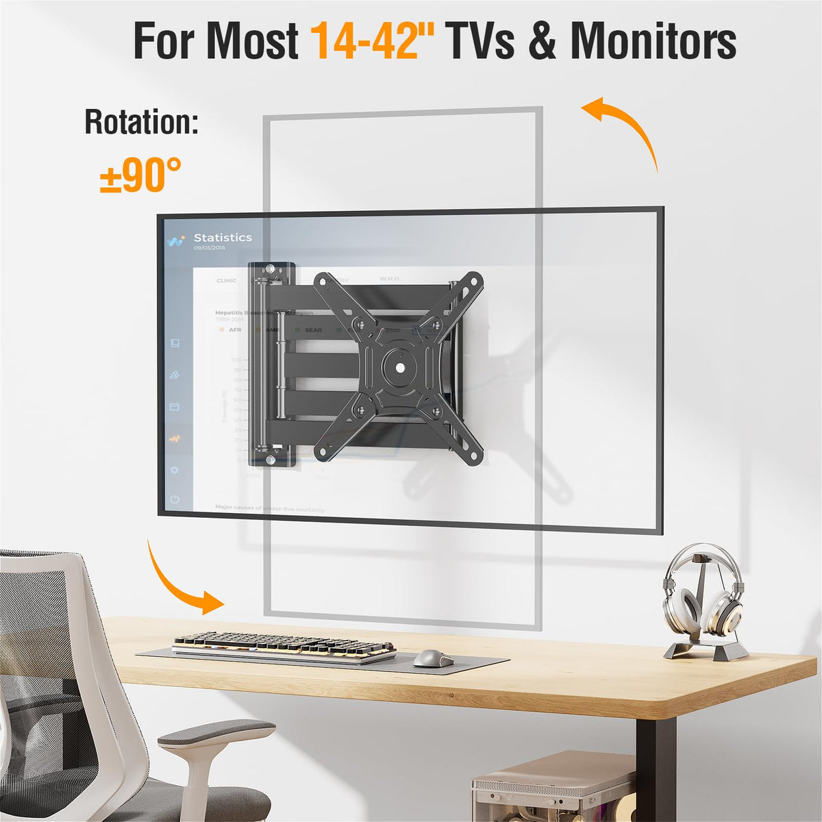 Mountory 29.5"  Full Motion Long Arm TV Mount for 14-42" TVs Monitors, Max VESA 200x200, up to 44 lbs