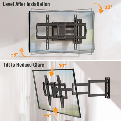 Mountory Long Arm TV Wall Mount for Most 43-76 Inch TVs, 37.9 Inch Long Extension Corner TV Mount, Full Motion Wall Mount TV Bracket Swivel and Tilt, Holds up to 99 lbs. Max VESA 600x400mm