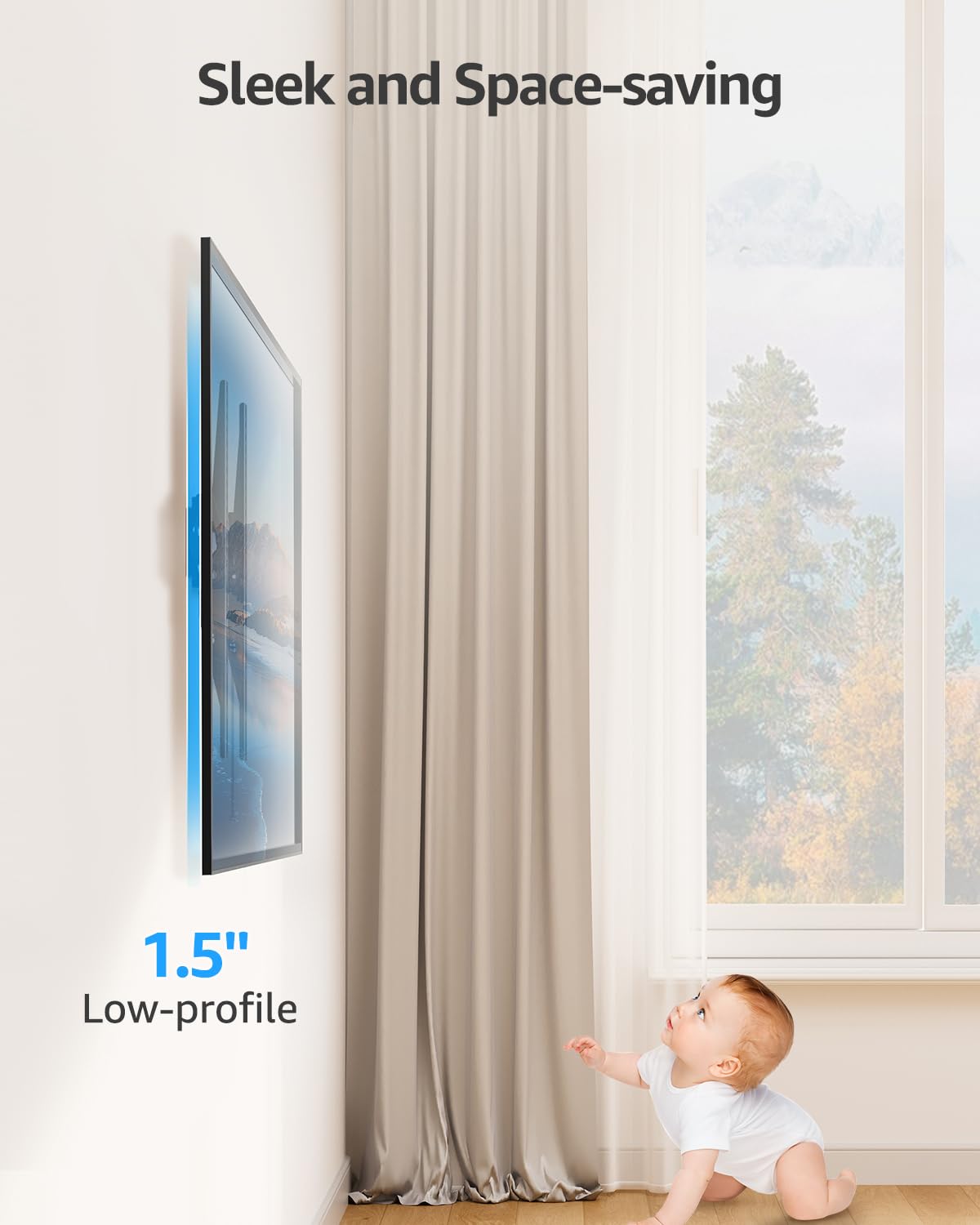Mountory TV Wall Mount, Tilting TV Bracket for Most 27-60 Inch Flat/Curved TVs, Low Profile Save Spacing, Fits 12" to 16" Stud, Max VESA 400x400mm up to 99 LBS