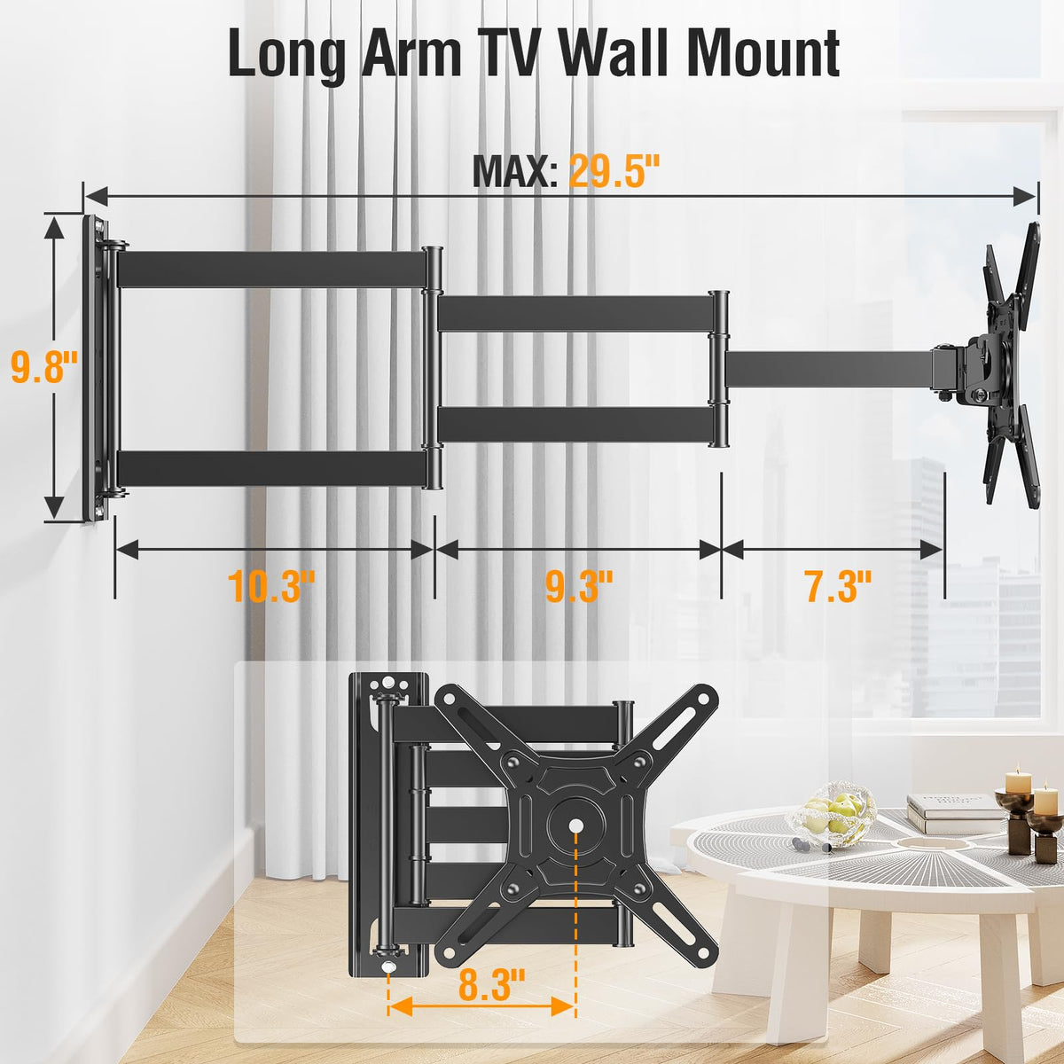 Mountory 29.5"  Full Motion Long Arm TV Mount for 14-42" TVs Monitors, Max VESA 200x200, up to 44 lbs
