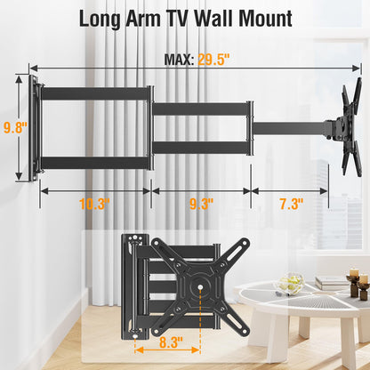 Mountory 29.5"  Full Motion Long Arm TV Mount for 14-42" TVs Monitors, Max VESA 200x200, up to 44 lbs