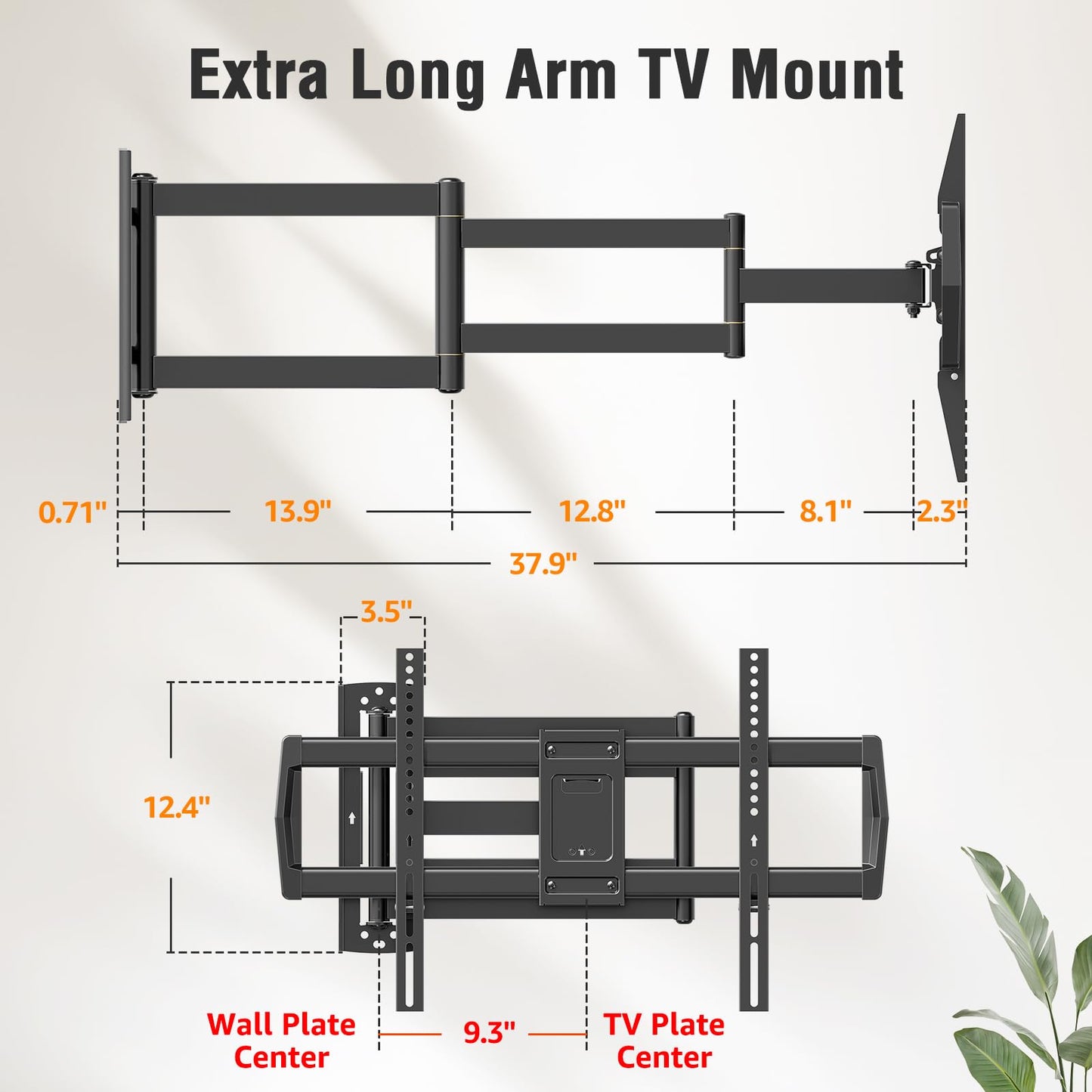 Mountory Long Arm TV Wall Mount for Most 43-76 Inch TVs, 37.9 Inch Long Extension Corner TV Mount, Full Motion Wall Mount TV Bracket Swivel and Tilt, Holds up to 99 lbs. Max VESA 600x400mm