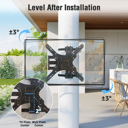 Mountory Pillar TV Mount for 26-60 inch TVs, No Drill TV Wall Mount for Gazebo Patio Pole, Strap-On Post Mount for Round/Square Columns, Full Motion Swivel & Tilt, Max VESA 400x400mm, 77lbs