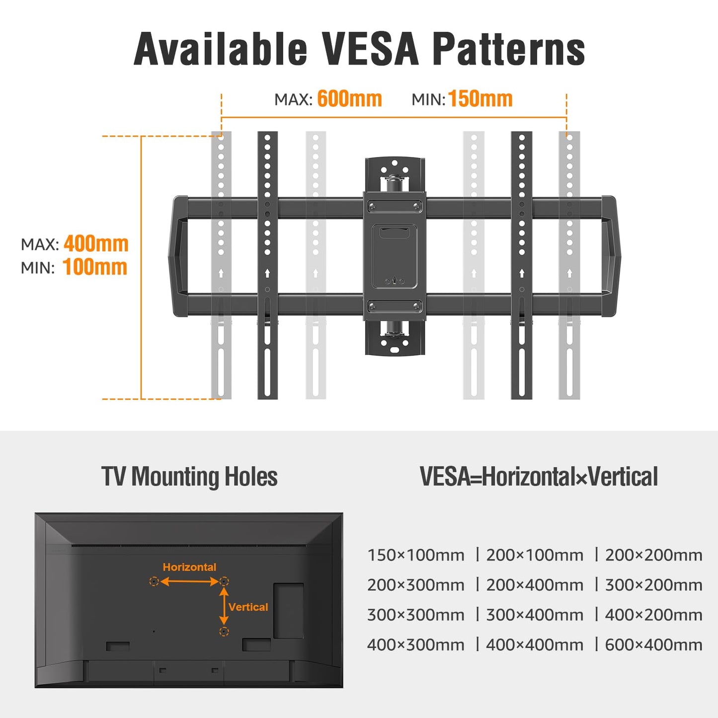 Mountory Long Arm TV Wall Mount for Most 43-76 Inch TVs, 37.9 Inch Long Extension Corner TV Mount, Full Motion Wall Mount TV Bracket Swivel and Tilt, Holds up to 99 lbs. Max VESA 600x400mm
